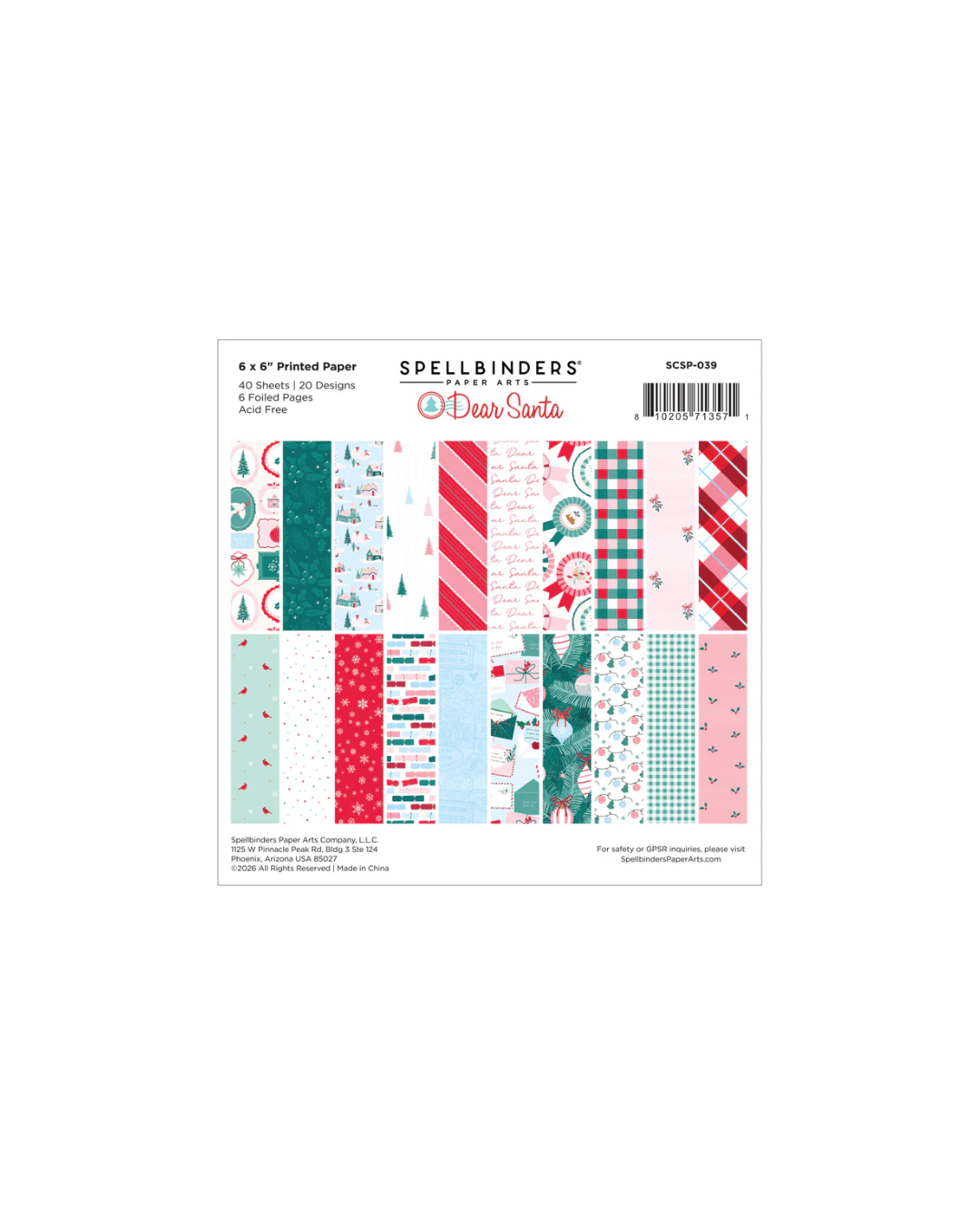 Dear Santa 6x6 Paper Pack (Incl. in kit)