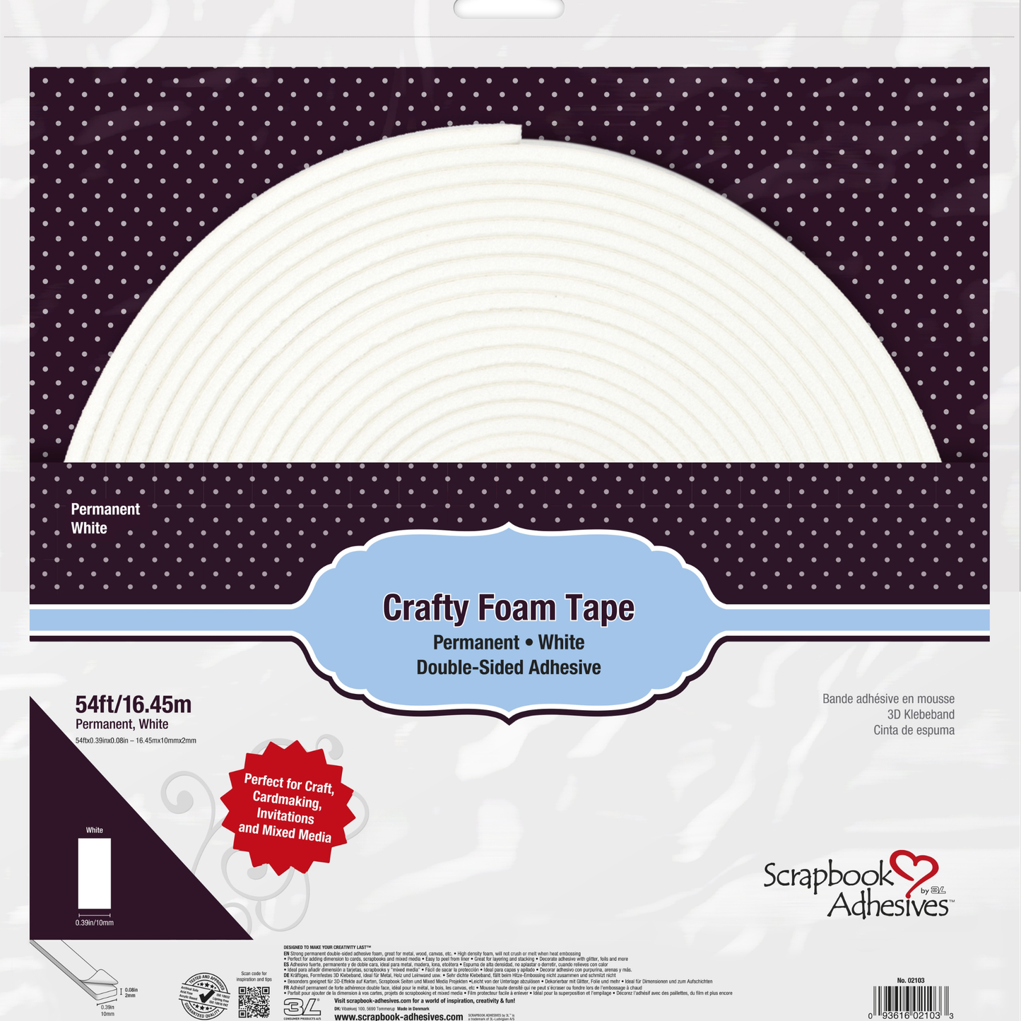 White Foam Tape (54FT/2mm Thick)