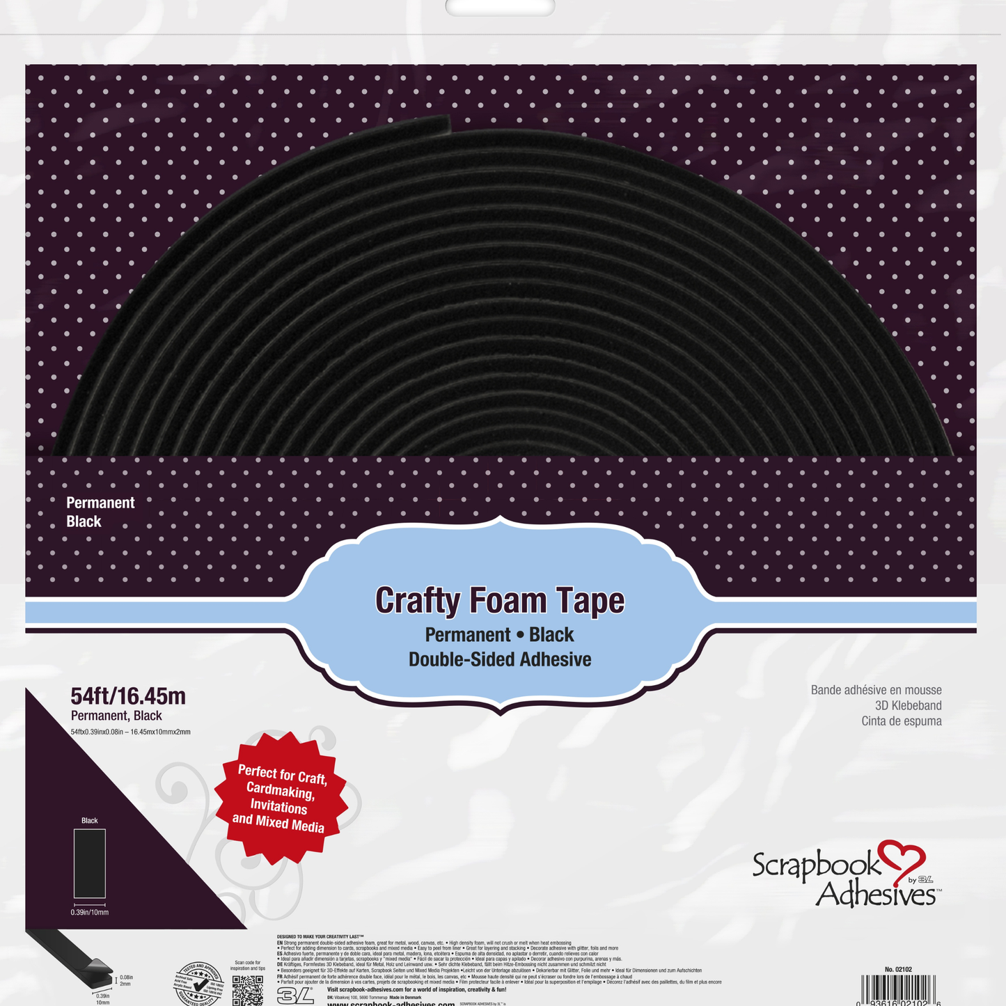 Black Foam Tape Roll (54FT/2MM)