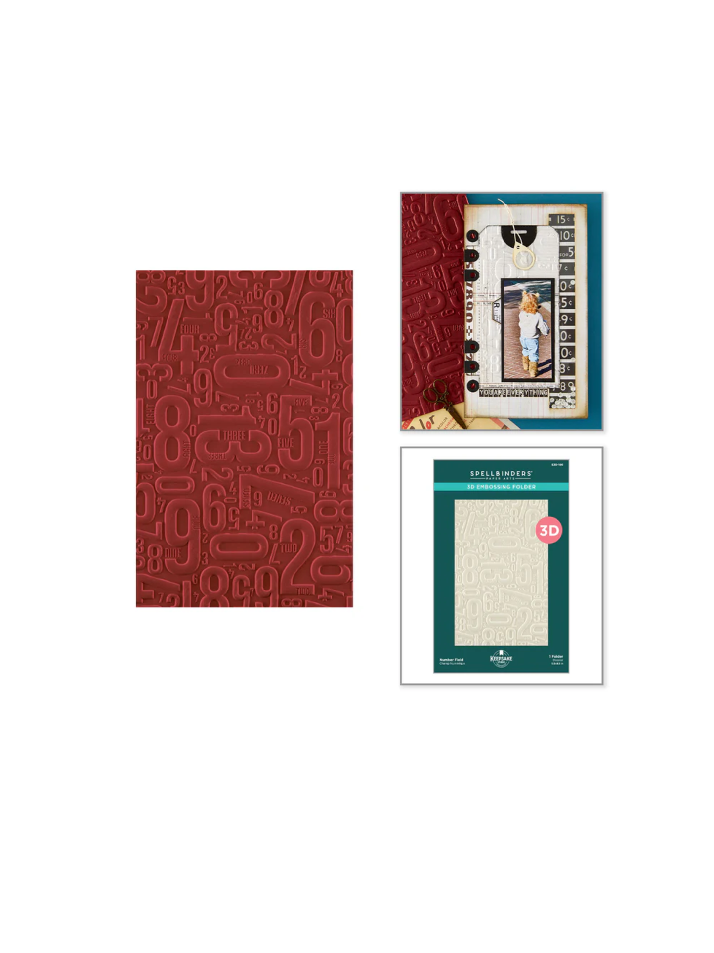 Number Field 3D Embossing Folder