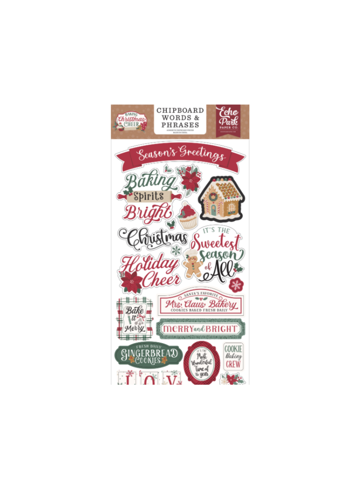 Baking Christmas Cheer Chipboard Words