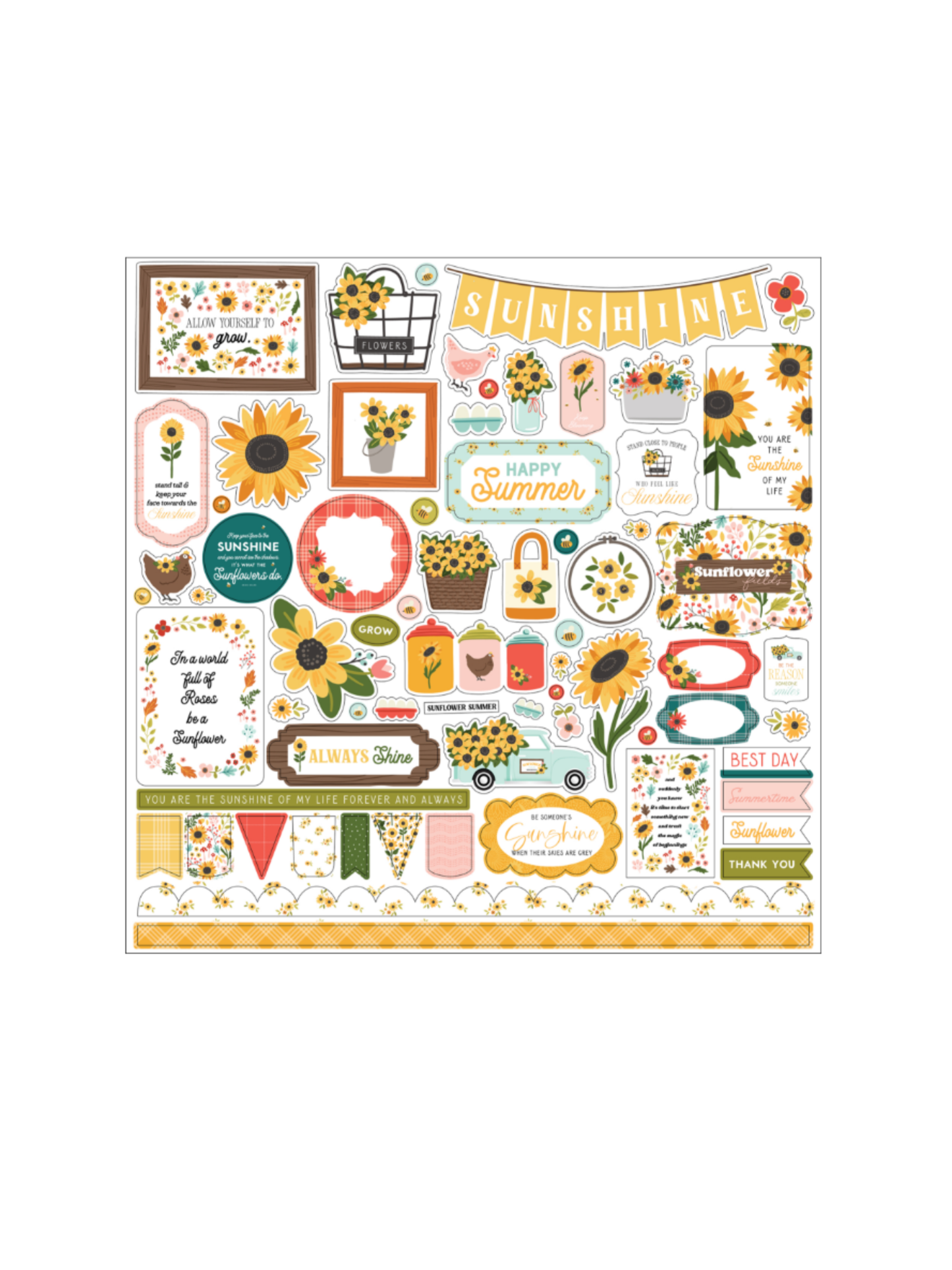 12x12 Sunflower Summer Cardstock Sticker