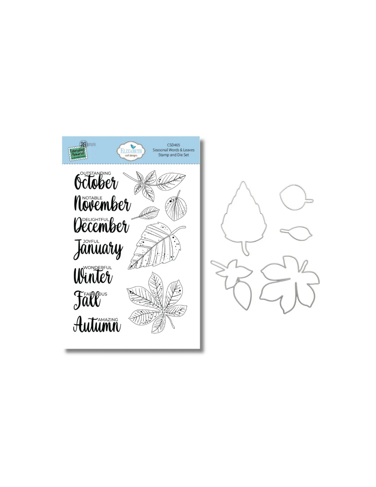 Seasonal Words and Leaves Stamp & Die