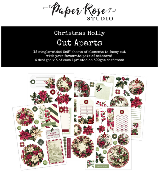 Paper Rose Christmas Holly Cut Aparts