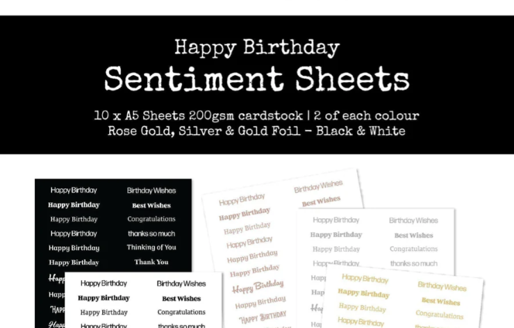 Paper Rose Rose Gold Sentiment Sheets