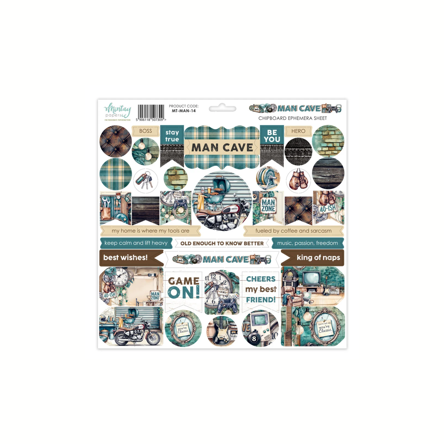 12x12 Chipboard Ephemera Sheet