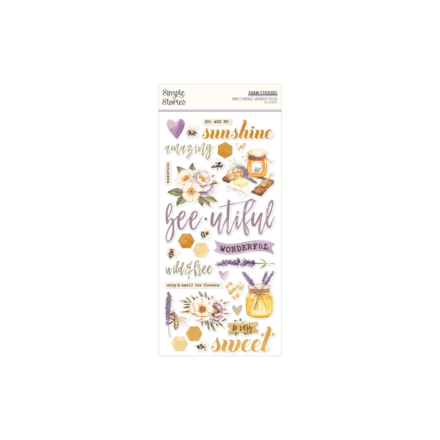 Simple Vintage Lavender Fields Foam Stickers