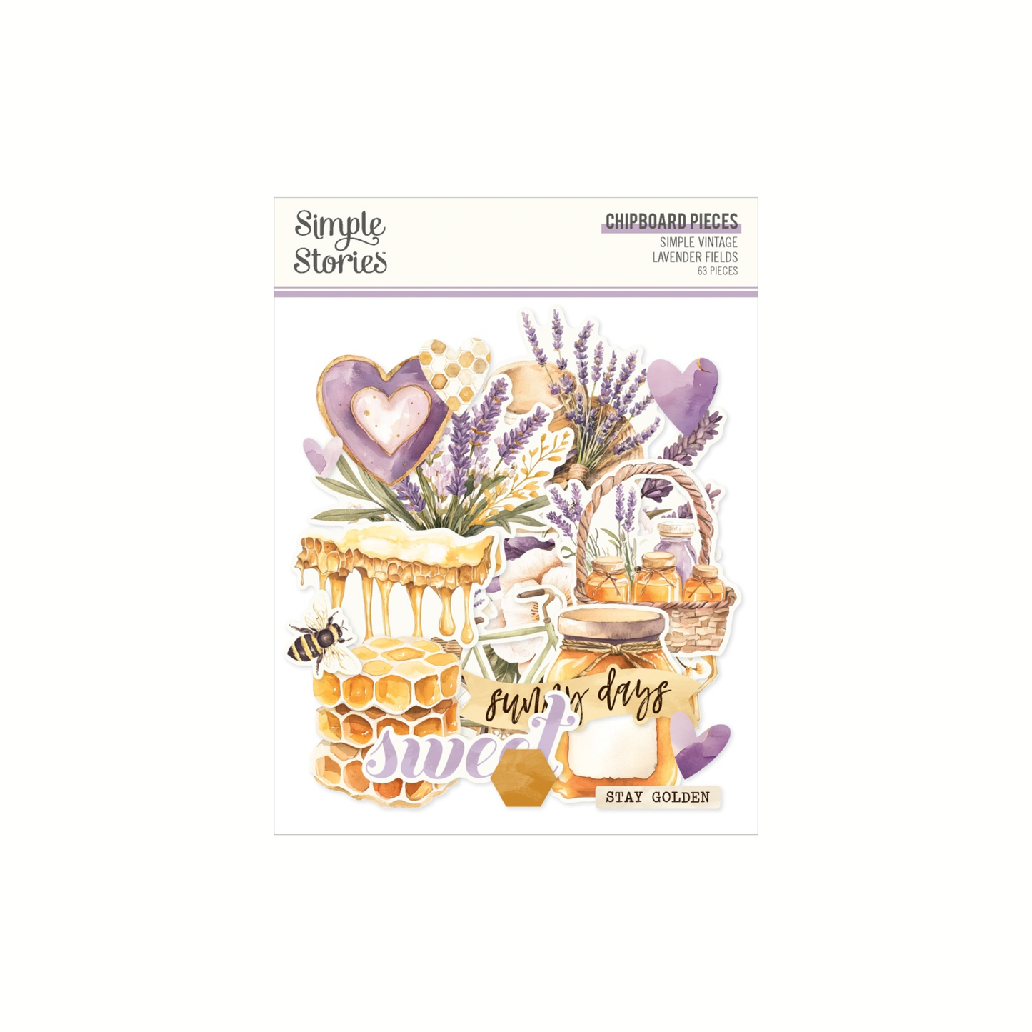 Simple Vintage Lavender Fields Chipboard Pieces