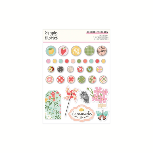 Pink Lemonade Decorative Brads