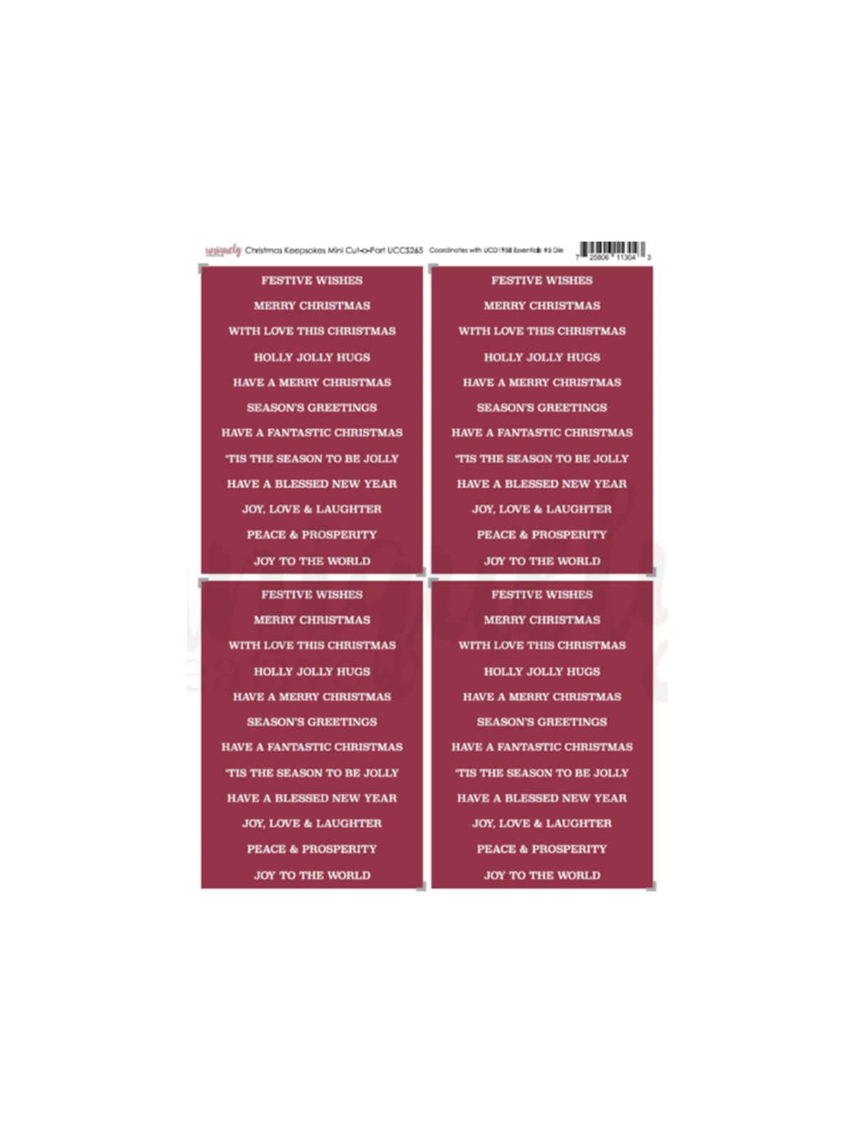 Christmas Keepsakes Mini Cut apart Sheet