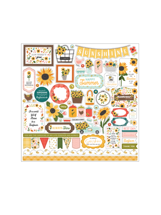12x12 Sunflower Summer Cardstock Sticker